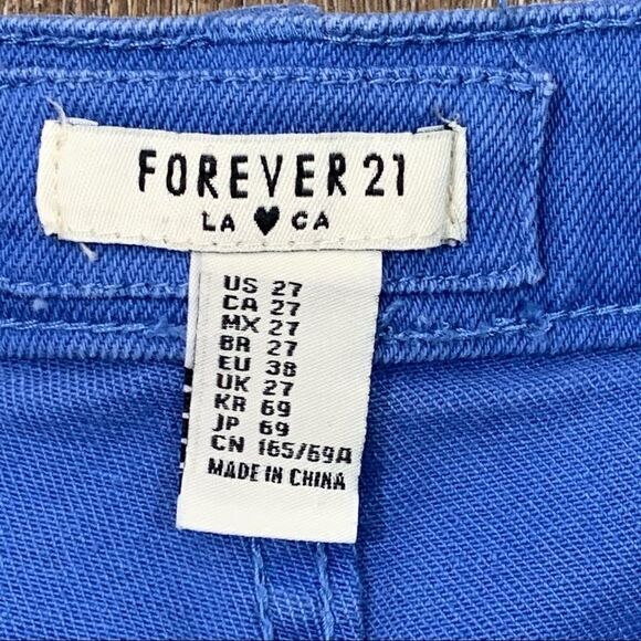 Blue Button Fly Jean Shorts - Picture 4 of 6